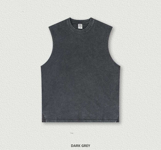 Men's Retro Washed Out Sleeveless Cotton Top