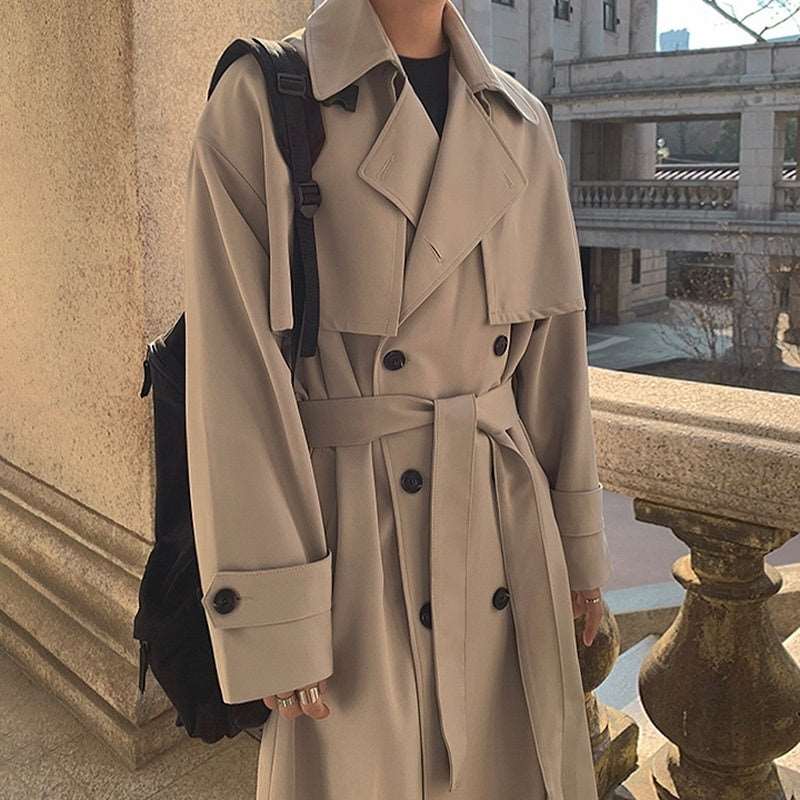 Men's Mid-length Loose Double-breasted Trench Coat