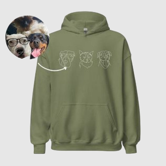 Unisex Photo Embroidered Hoodie With Long Sleeves And Loose Fit
