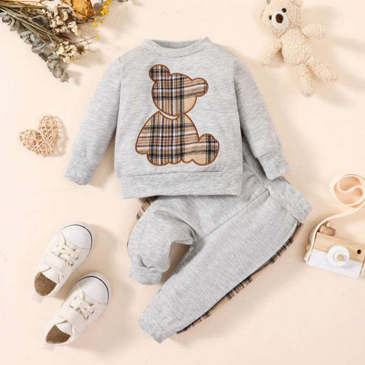 Baby Bear Long Sleeved Sweatshirt and Pants Two-piece Outfit Set