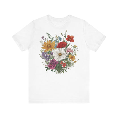 Unisex Botanisches Vintage Cottagecore Stil Jersey Kurzärmeliges T-Shirt