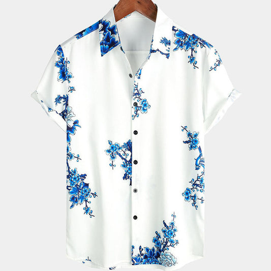 Men's Blossom 3D Digital Print Button-up Shirt