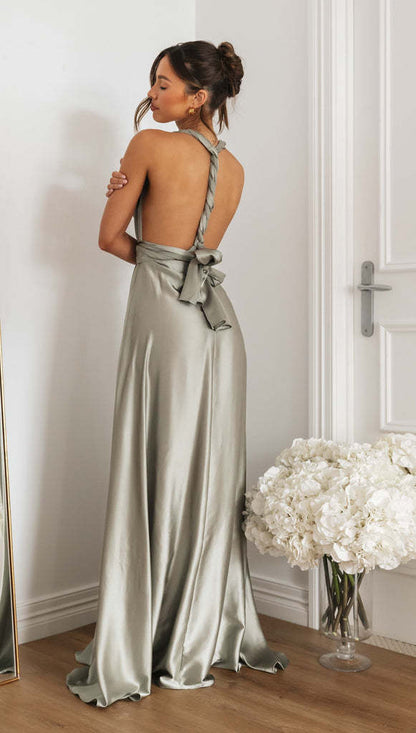 Women's Elegant Long Crossed Back Sleeveless Dress