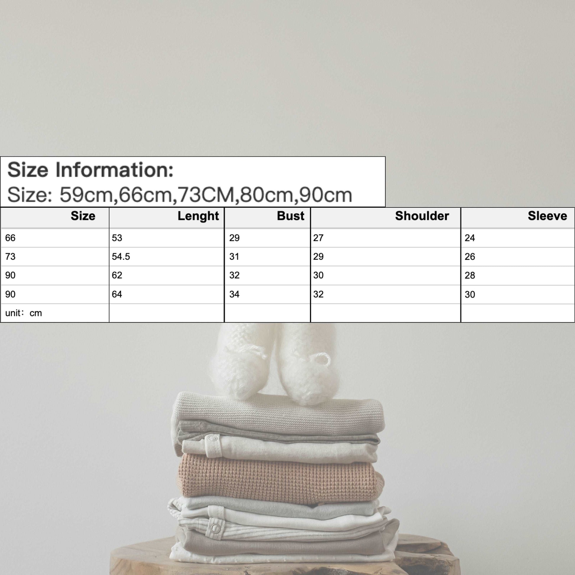 Baby Thermal Underwear Jumpsuit Size Guide