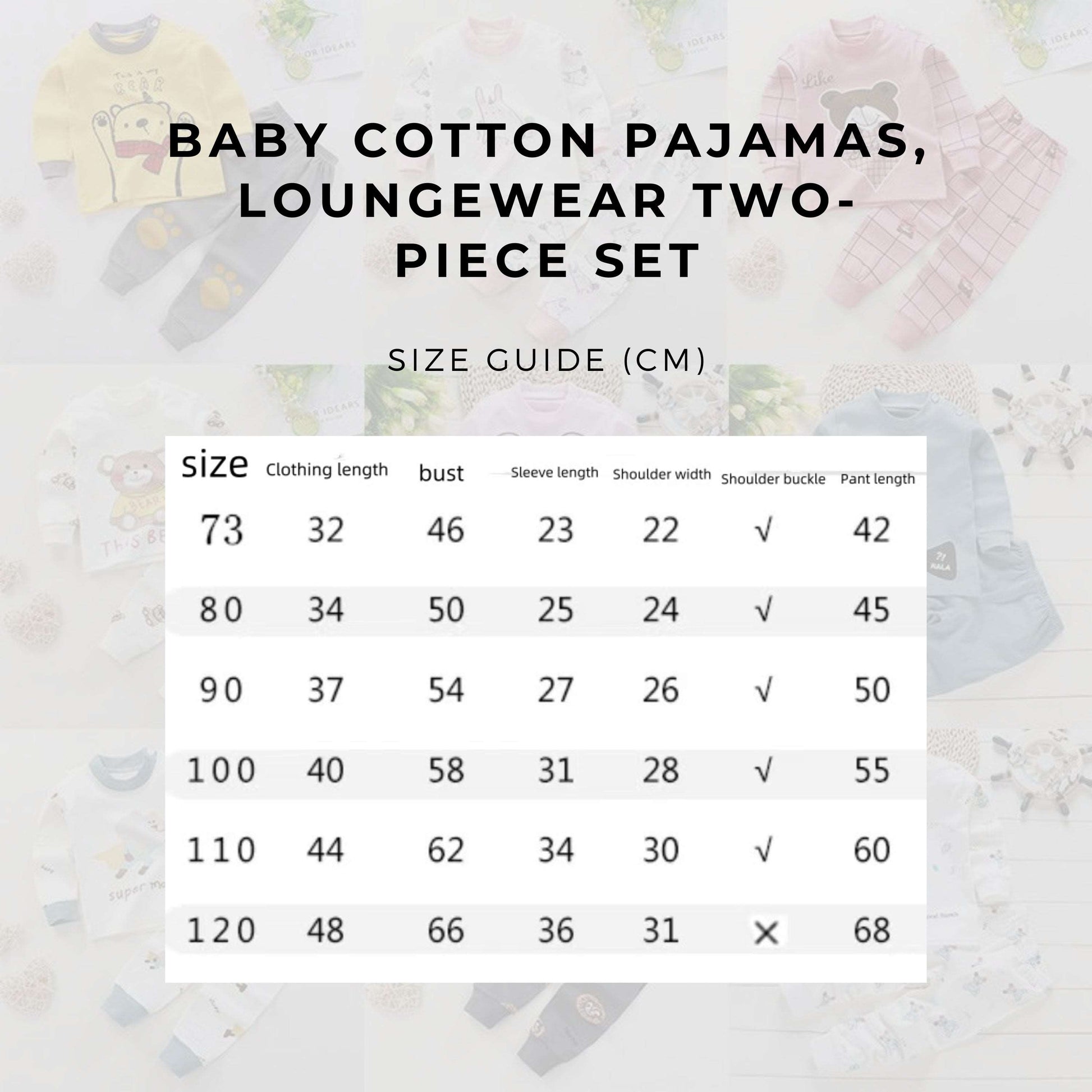 Baby Cotton Pajamas, Loungewear Two-piece Set size