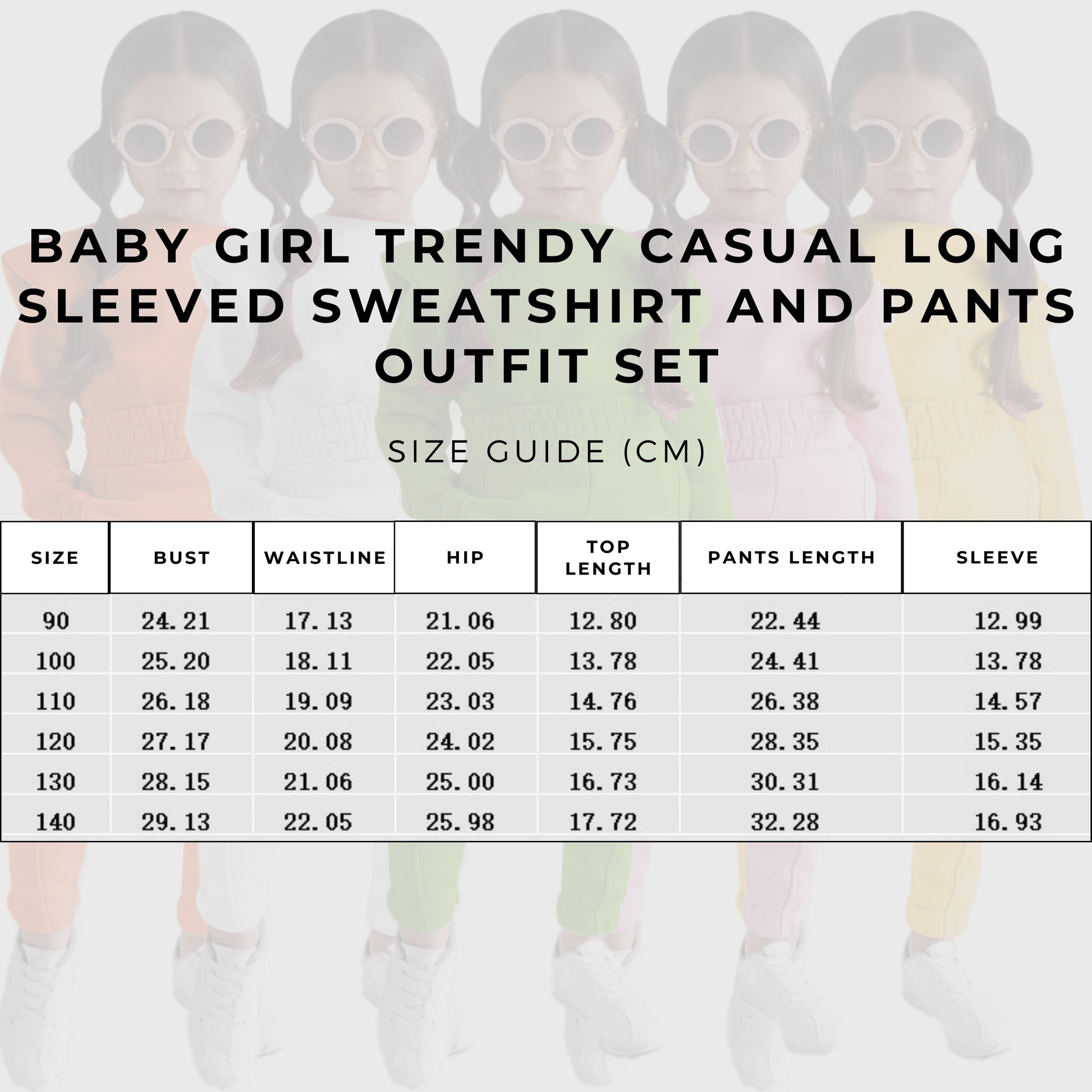 Baby Girl Trendy Casual Long Sleeved Sweatshirt and Pants Outfit Set size
