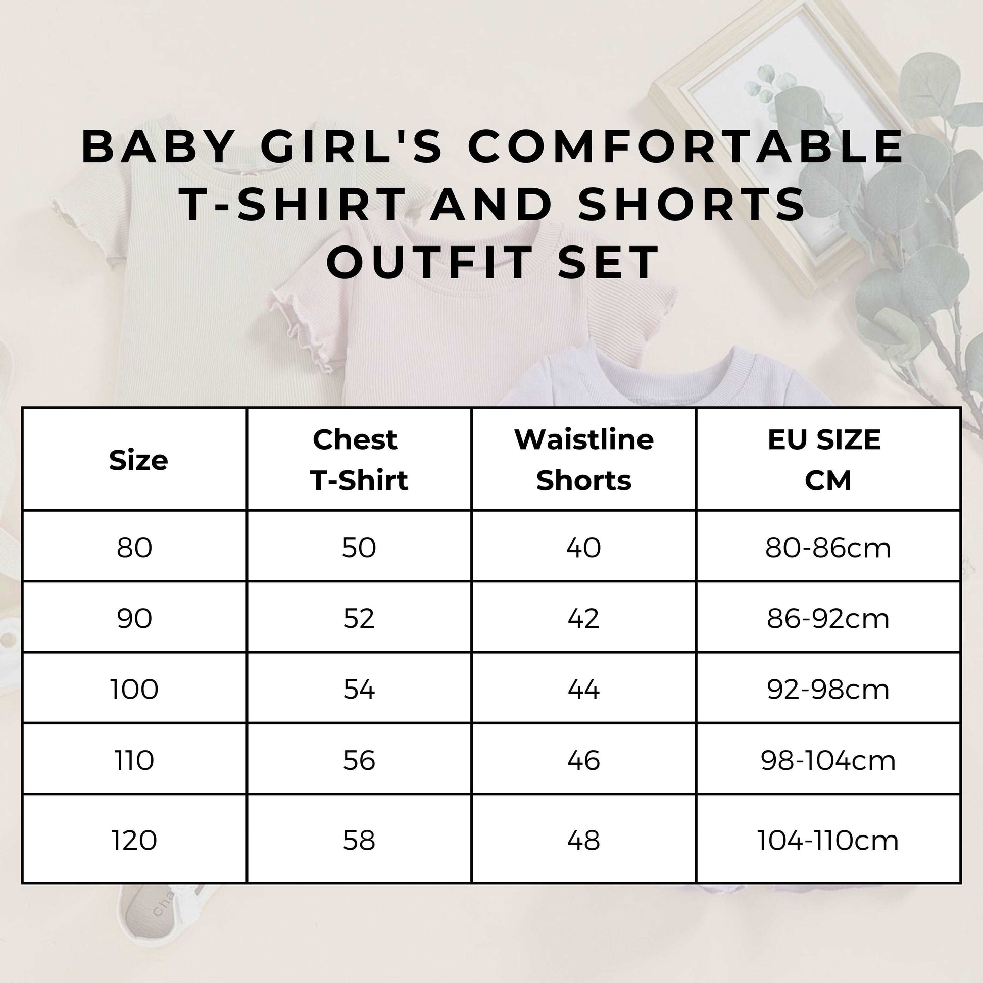 Baby Girl's Comfortable T-shirt and Shorts Outfit Set size