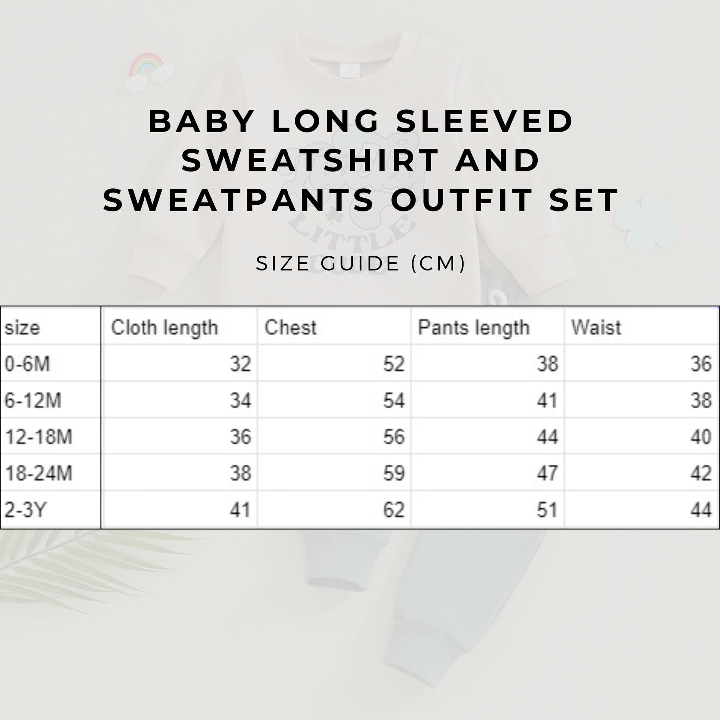 Baby Long Sleeved Sweatshirt and Sweatpants Outfit Set size