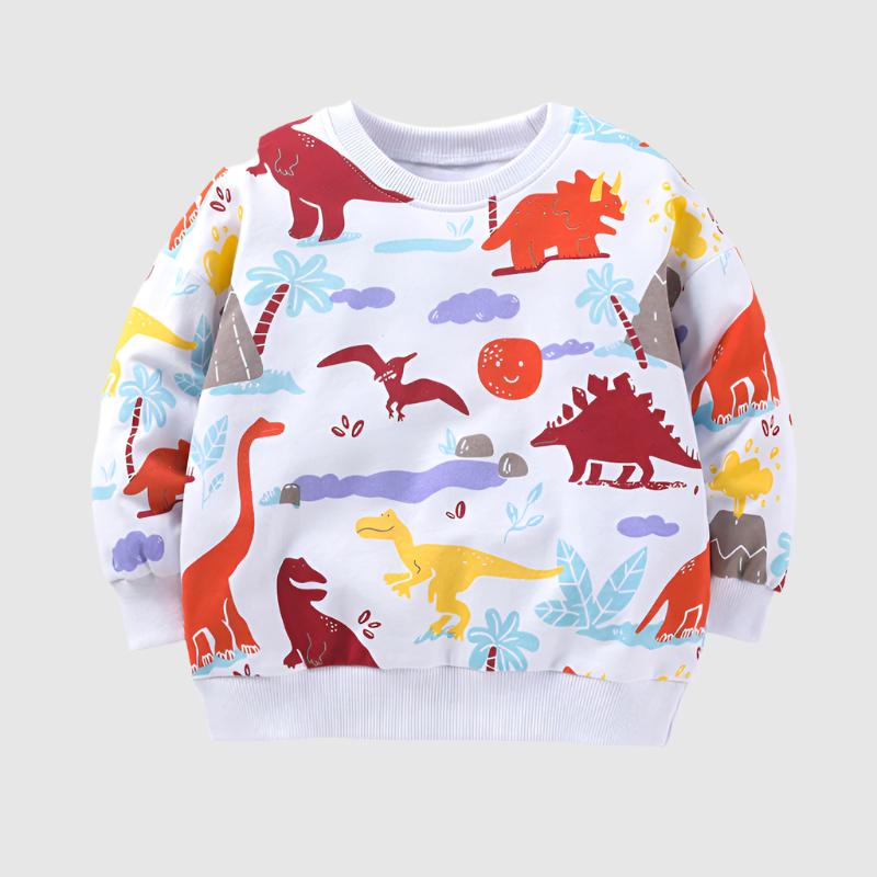 Boy's Long-sleeved Cotton Dinosaur Sweatshirt