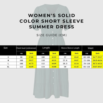 Women's Solid Color Short Sleeve Summer Dress