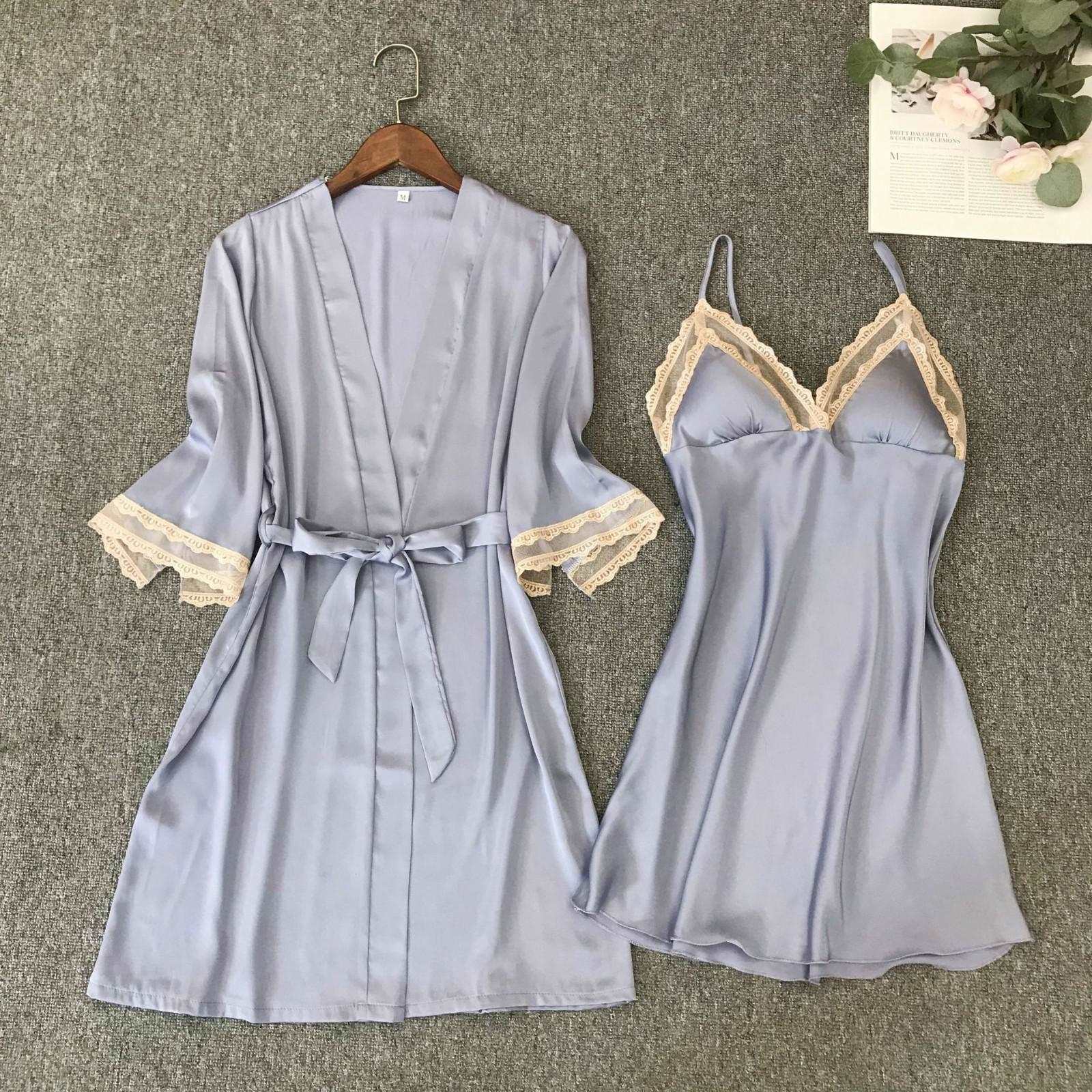 Women's Satin Robe and Nightgown Sleepwear Set