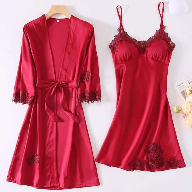 Women's Satin Robe and Nightgown Sleepwear Set