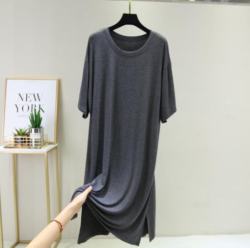 Women's Cotton Loose Large Size Short Sleeve Long T-Shirt Nightshirt Sleepwear