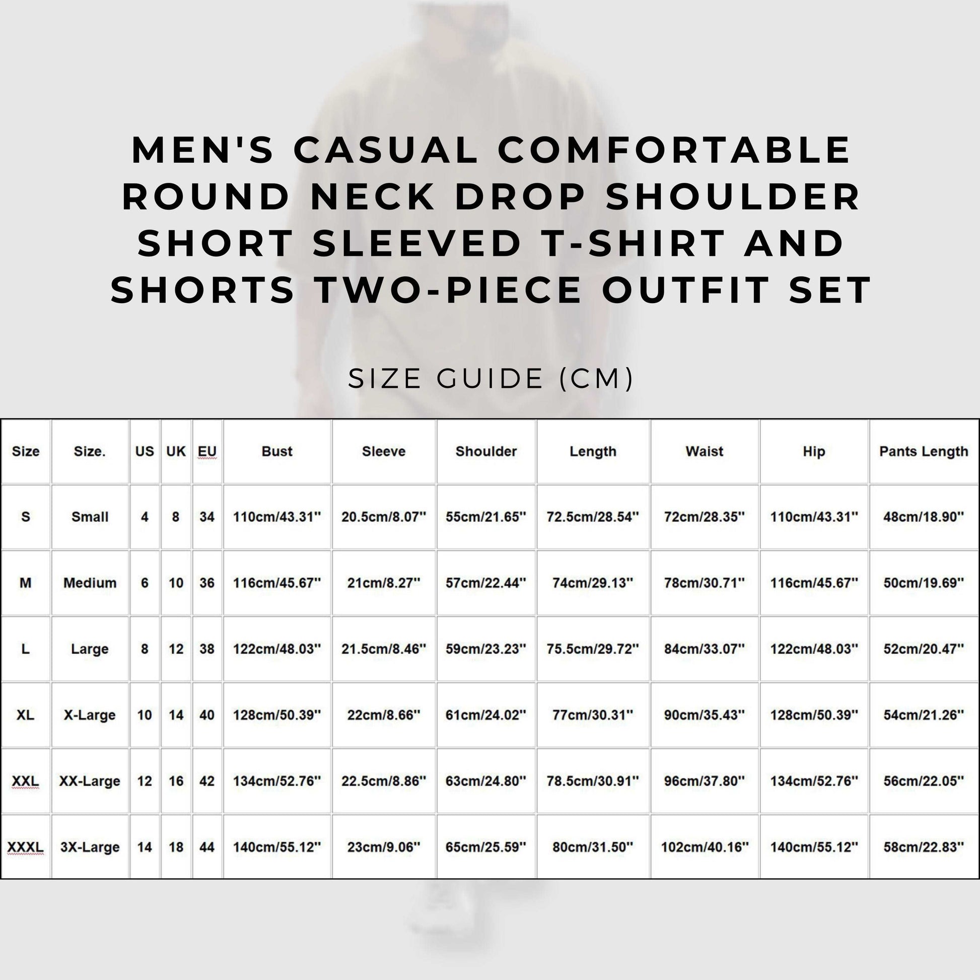 Men's Casual Comfortable Round Neck Drop Shoulder Short Sleeved T-shirt and Shorts Two-piece Outfit Set size