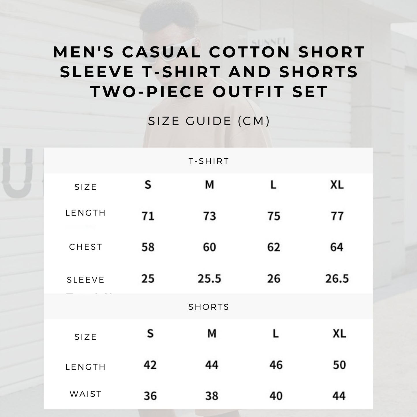 Men's Casual Cotton Short Sleeve T-shirt and Shorts Two-piece Outfit Set size