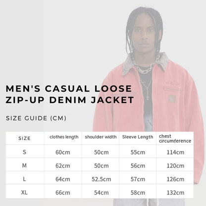 Men's Casual Loose Zip-up Denim Jacket