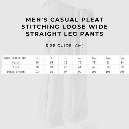Men's Casual Pleat Stitching Loose Wide Straight Leg Pants