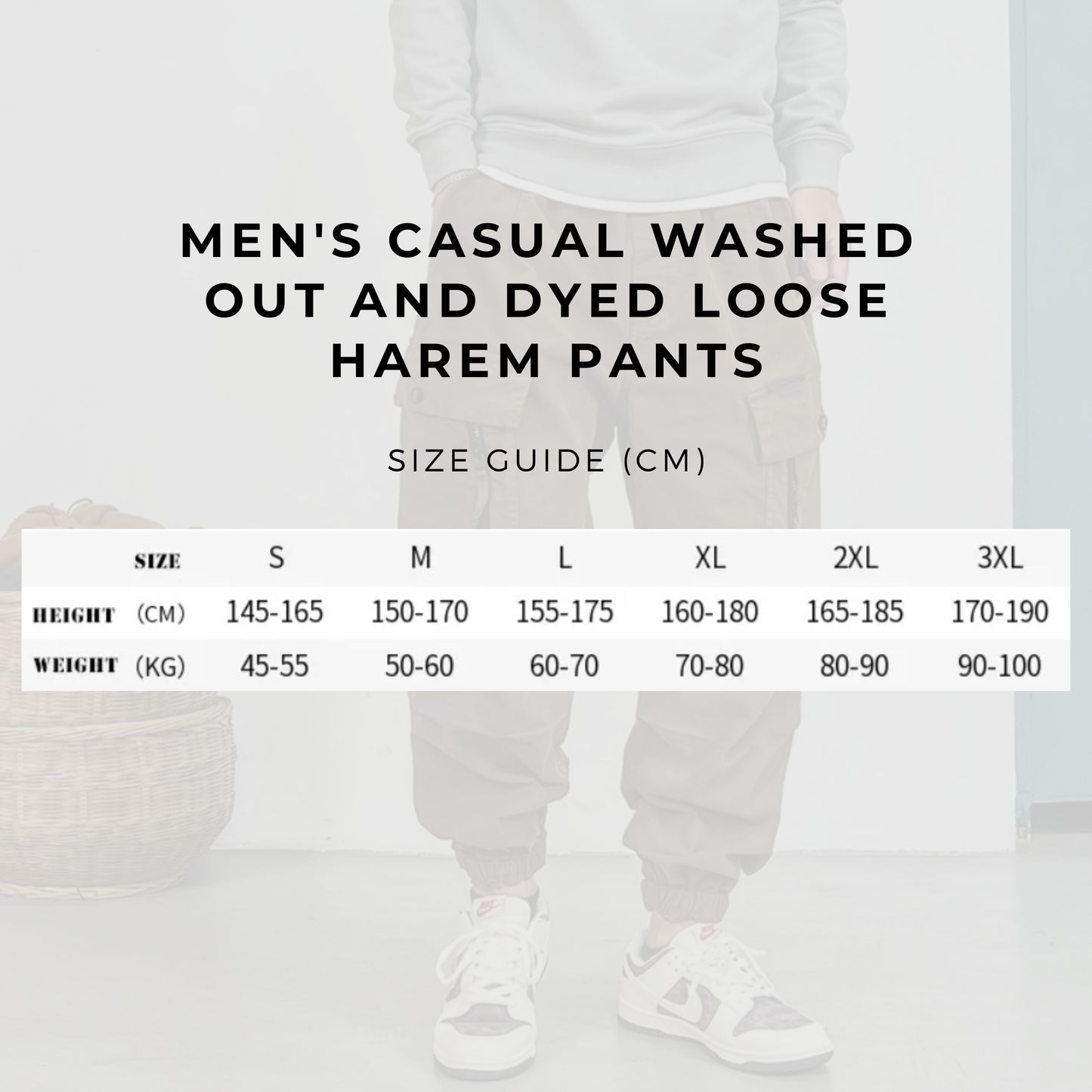 Men's Casual Washed Out And Dyed Loose Harem Pants
