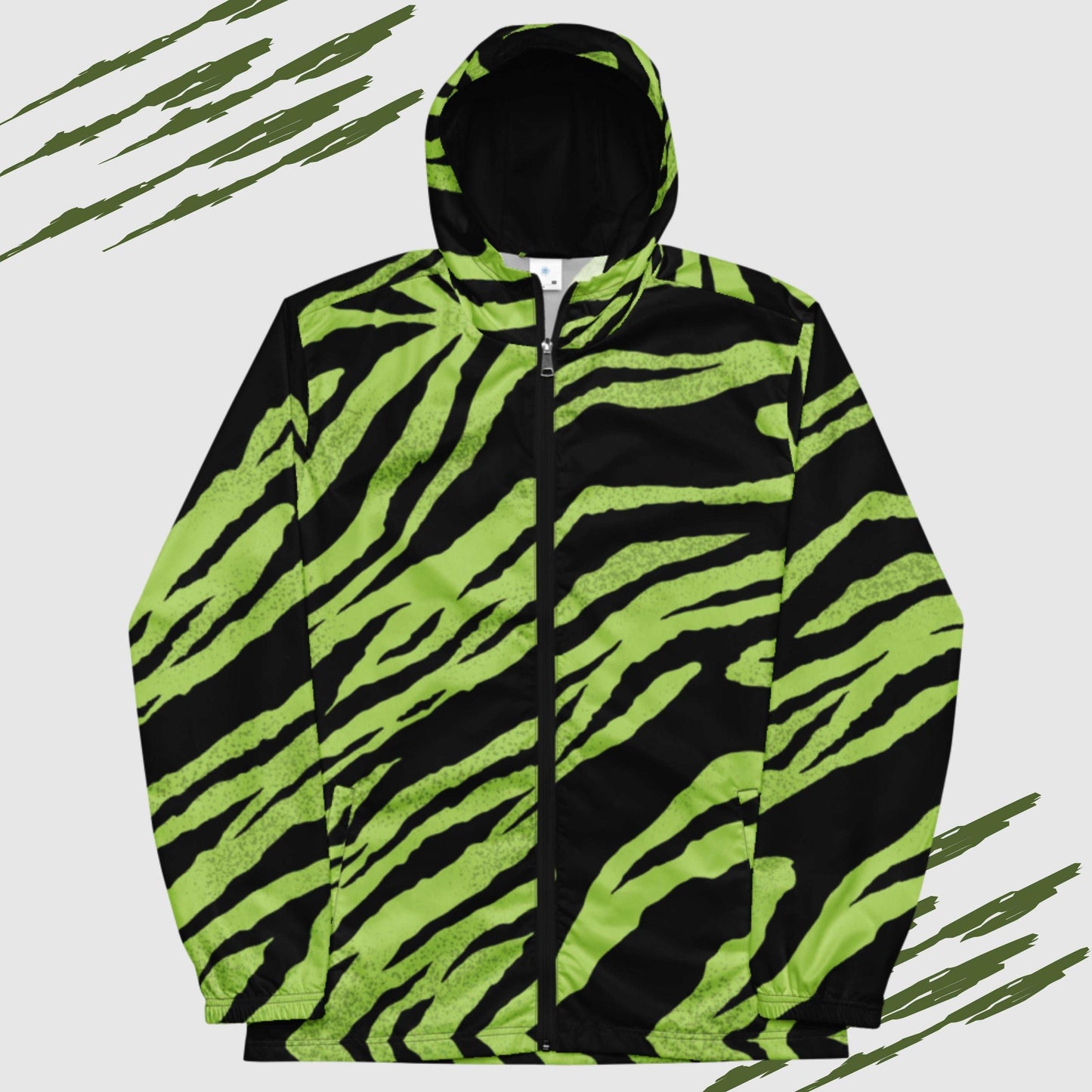 Men’s Green Tiger Pattern Windbreaker