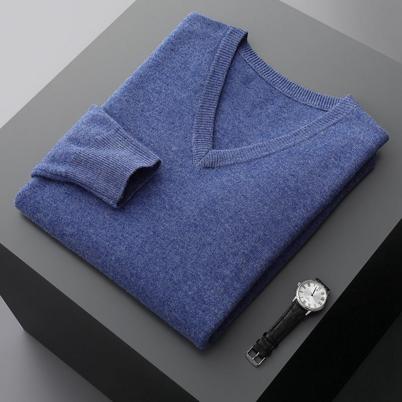 Men's V-neck Knit Wool Sweater