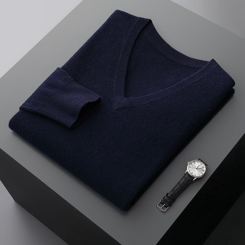 Men's V-neck Knit Wool Sweater