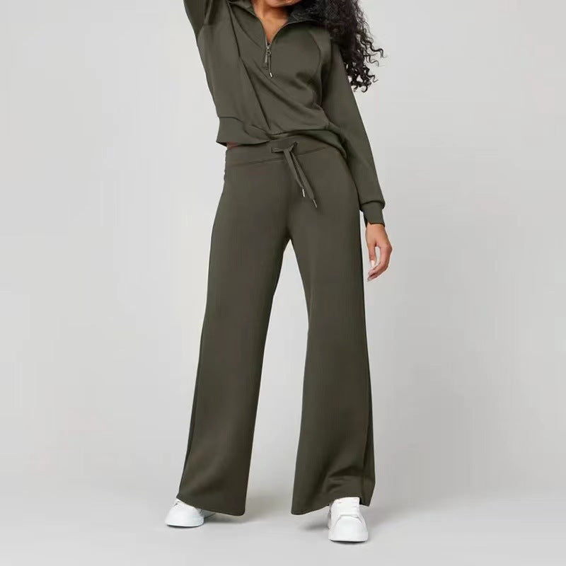 Women's Loose-fit Long Sleeved Sweater and Trousers Outfit Set
