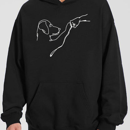 Unisex Casual Dog And Man Printed Hoodie