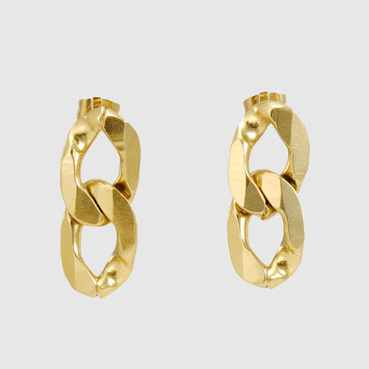 Damen-Ohrringe mit unregelmäßiger Beschichtung aus 18-karätigem Gold und Titanstahl im Kettenstil