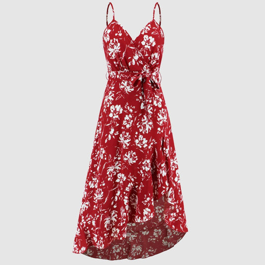 Women's Irregular Cut Floral Strap Dress