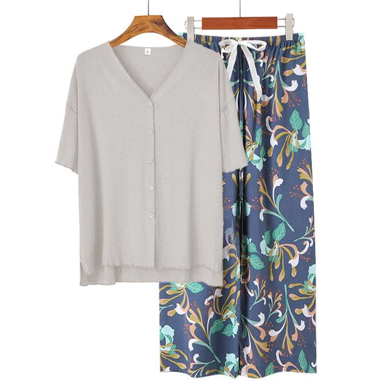 Women's Modal Thin Cotton Silk Pajamas, Loungewear Set