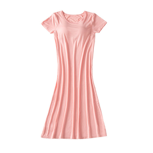 Kurzärmliges T-Shirt-Kleid für Damen mit BH-Pads, Loungewear
