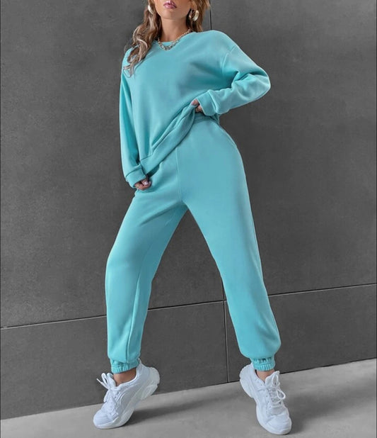 Women's Casual Leisure Long Sleeved Sweatshirt and Pants Outfit Set