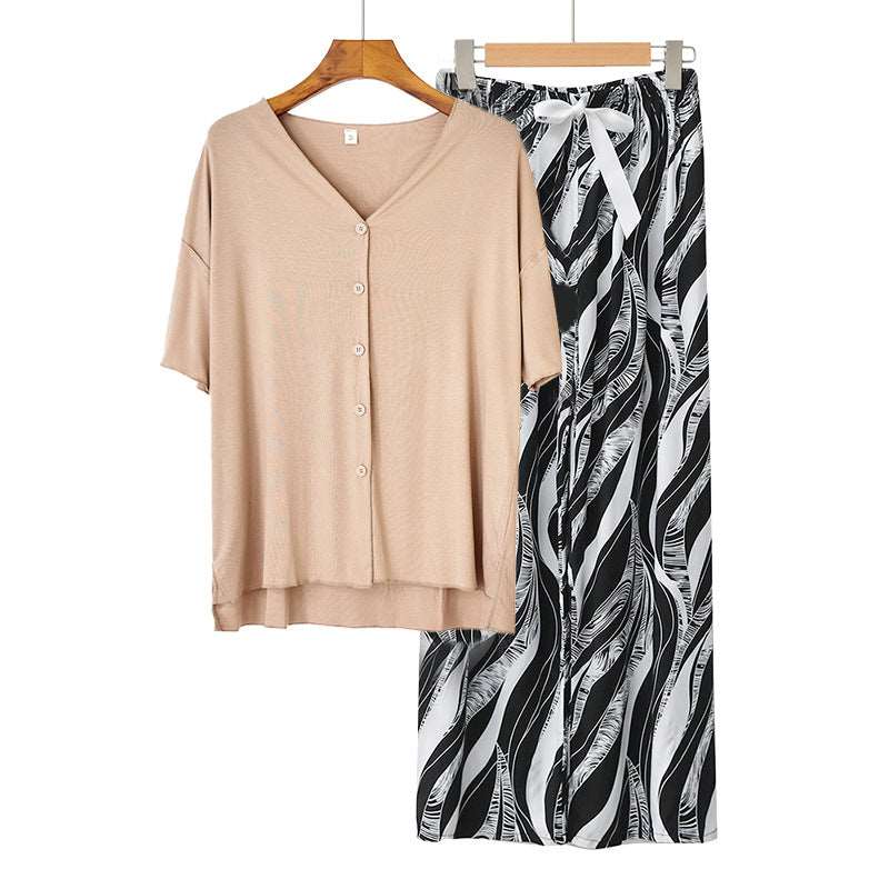Women's Modal Thin Cotton Silk Pajamas, Loungewear Set