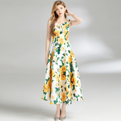 Women's Waist Slimming Sleeveless A- Line Dress