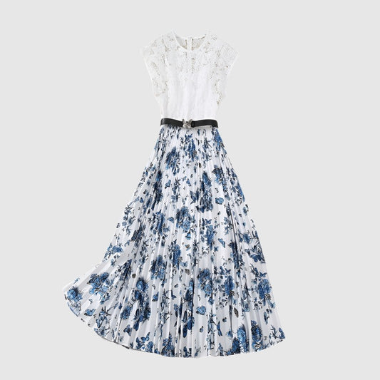 Swing-Kleid mit gehäkelten Blumenstickereien für Damen
