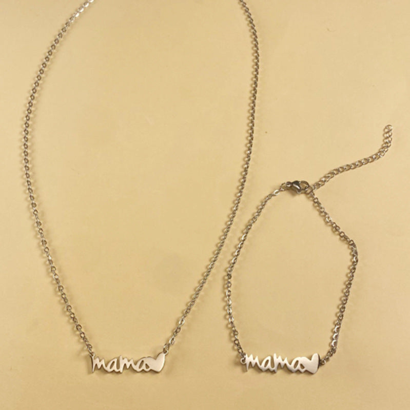 Damen-Set aus Edelstahl-Mutterhalskette oder Armband und Halskette