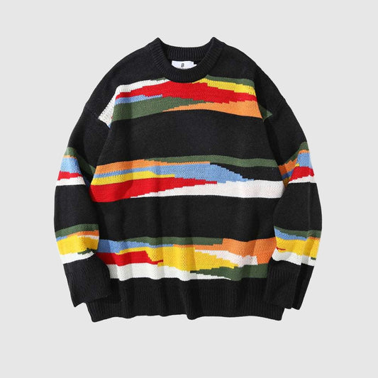 Men's Contrast Color Striped Knitted Jumper