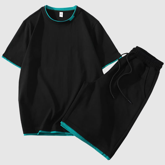 Men's Stylish Short Sleeved T-Shirt and Shorts Two-piece Outfit Set