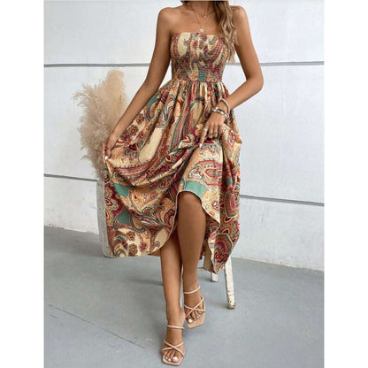 Women's Printed Sleeveless Long Dress