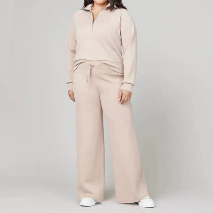 Women's Loose-fit Long Sleeved Sweater and Trousers Outfit Set