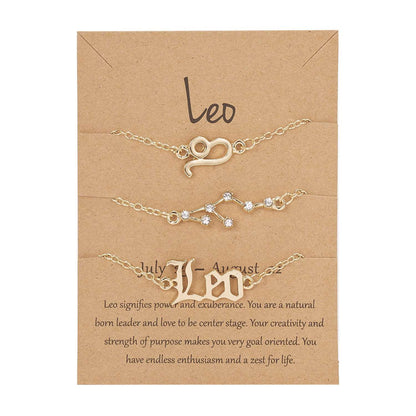 Women's Astrological Sign Three-piece Bracelet Set