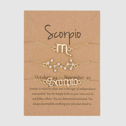 Women's Astrological Sign Three-piece Bracelet Set