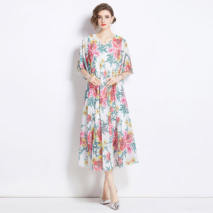 Women's Gentle Flower Print Elegant Dress