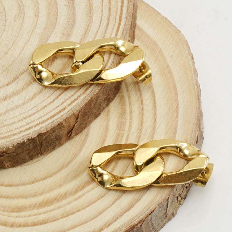 Women's Irregular 18K Gold Titanium Steel Chain Style Earrings