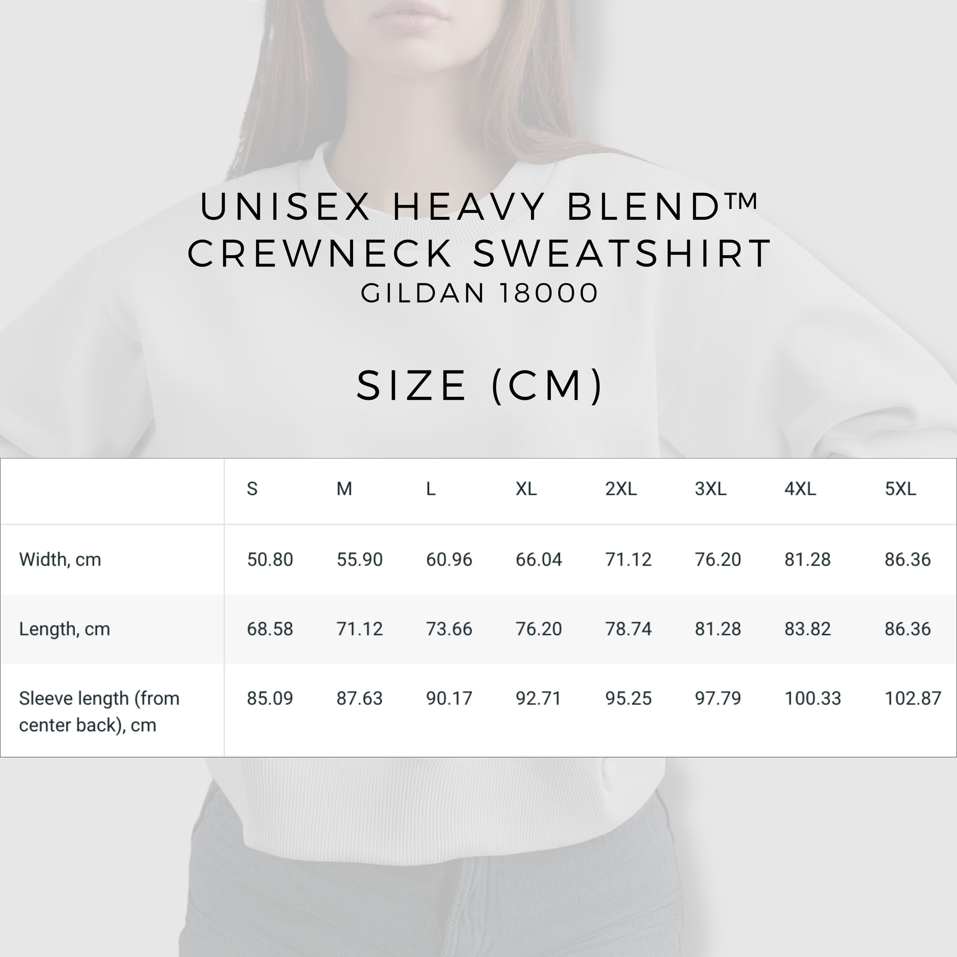 Unisex Personalized Heavy Blend Crewneck Sweatshirt | Gildan 18000 size