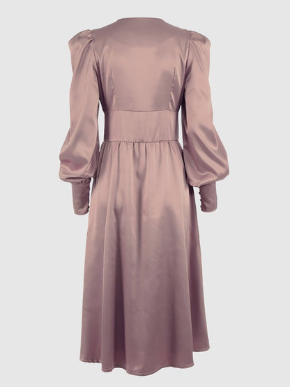 Women's Elegant Long Dress | Single Breasted High Waist Satin Long Dress