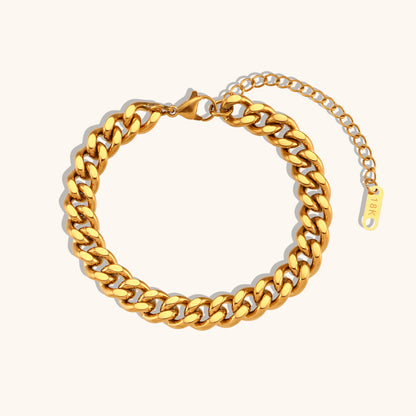 Unisex Simple Cuban Link Chain Gold Bracelet