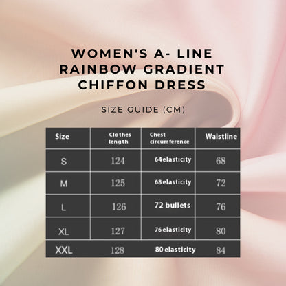 A-Linien-Chiffonkleid mit Regenbogen-Farbverlauf für Damen