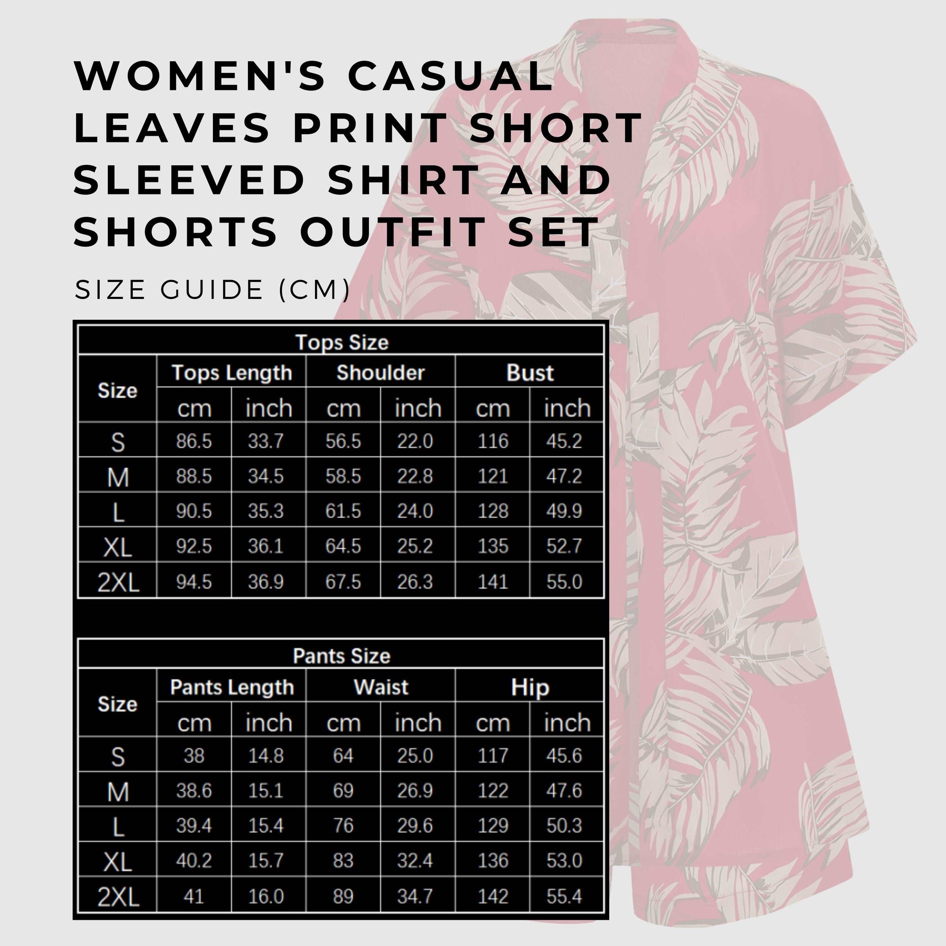 Women's Casual Leaves Print Short Sleeved Shirt And Shorts Outfit Set