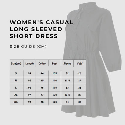 Women's Casual Long Sleeved Short Dress